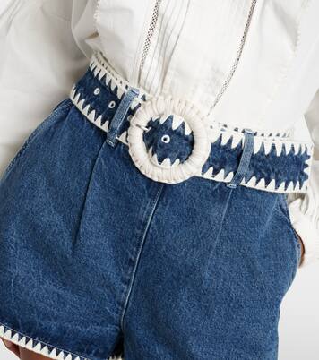 Crochet-trimmed denim shorts | Farm Rio