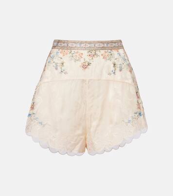 Shorts de tiro alto con encaje floral | Camilla