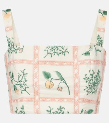 Besticktes Cropped-Top Cacao aus Baumwolle | Agua by Agua Bendita