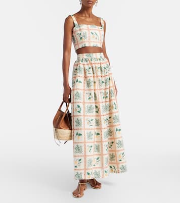 Besticktes Cropped-Top Cacao aus Baumwolle | Agua by Agua Bendita