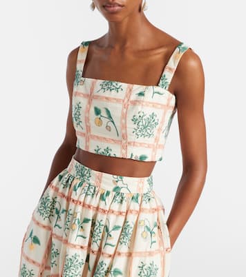 Besticktes Cropped-Top Cacao aus Baumwolle | Agua by Agua Bendita