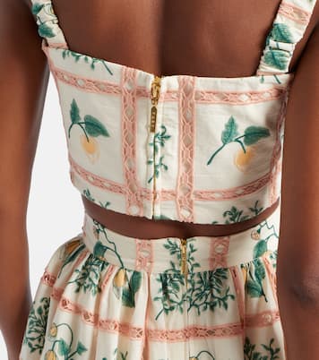 Besticktes Cropped-Top Cacao aus Baumwolle | Agua by Agua Bendita