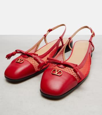 Valet Du Roi leather and mesh slingback flats | Valentino Garavani