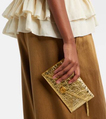 Embossed metallic leather clutch | Dries Van Noten