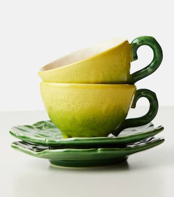 Lemon set of 2 teacups and saucers | Bordallo Pinheiro