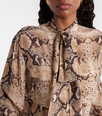 Snake-print tie-neck blouse | 7 For All Mankind