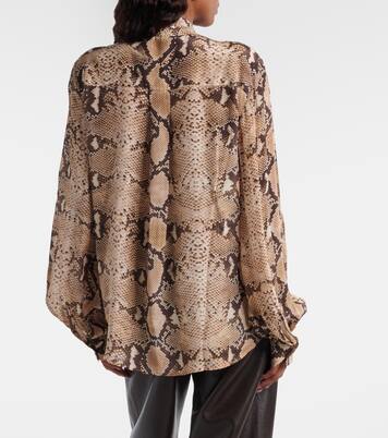 Snake-print tie-neck blouse | 7 For All Mankind
