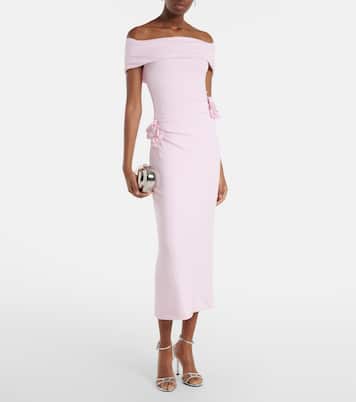 Vestido midi de jersey con aplique floral | Roland Mouret