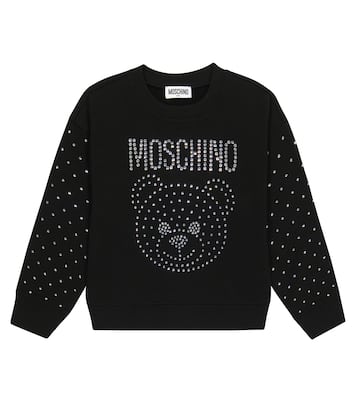 Felpa in misto cotone con cristalli | Moschino Kids
