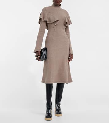 Abito midi in lana vergine a coste | Chloé
