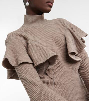 Abito midi in lana vergine a coste | Chloé