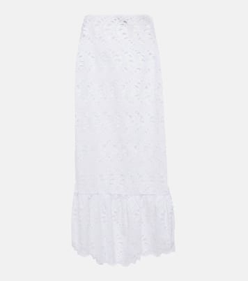 Falda midi de algodón con bordado inglés | Giambattista Valli