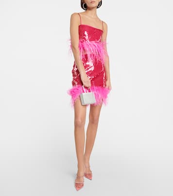 Sequined feather-trimmed miniskirt | Giuseppe di Morabito