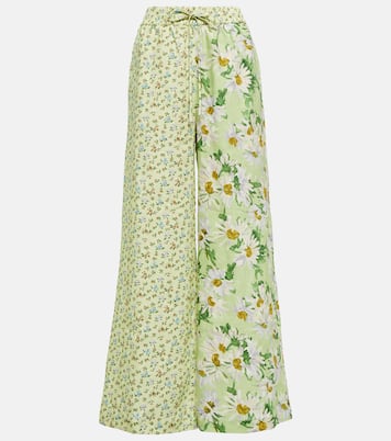 Pantalon ample en lin à fleurs | Alémais