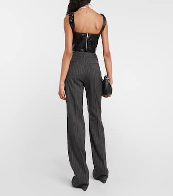 Pantalones rectos de tiro alto a rayas | Alessandra Rich