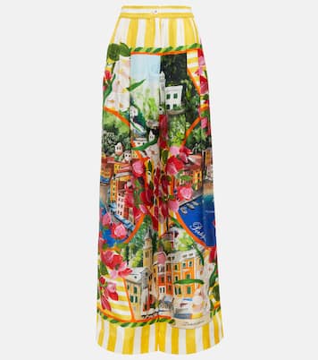 Pantalon ample Portofino à taille haute en soie | Dolce&Gabbana