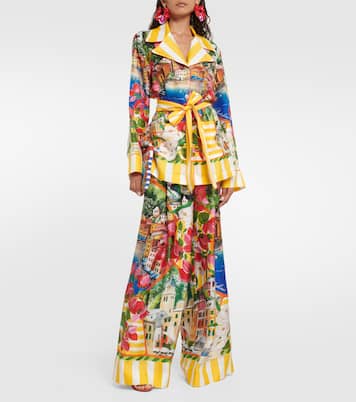 Pantalon ample Portofino à taille haute en soie | Dolce&Gabbana