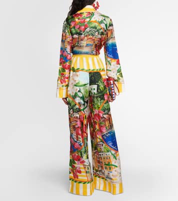 Pantalon ample Portofino à taille haute en soie | Dolce&Gabbana