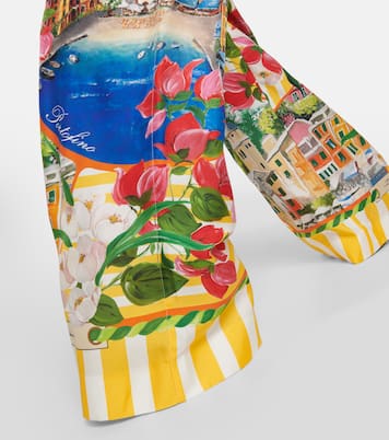Pantalon ample Portofino à taille haute en soie | Dolce&Gabbana