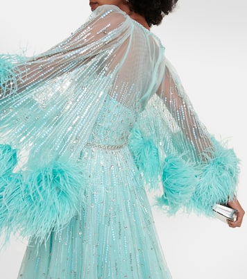 Imani embellished faux-feather trimmed gown | Jenny Packham
