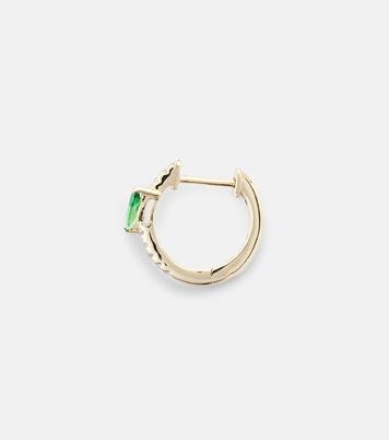 Boucle d'oreille unique en or 14 ct, diamants et grenat vert | Roxanne First
