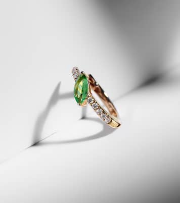 Boucle d'oreille unique en or 14 ct, diamants et grenat vert | Roxanne First