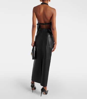 Top de piel con cuello halter | Wardrobe.NYC