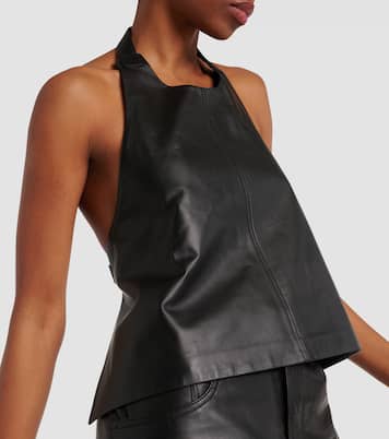 Top de piel con cuello halter | Wardrobe.NYC