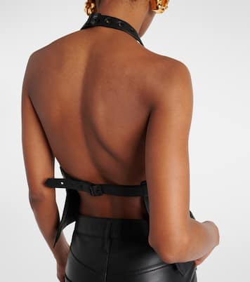 Top de piel con cuello halter | Wardrobe.NYC