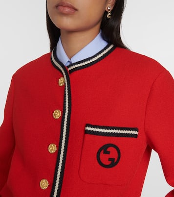 GG embroidered wool-blend tweed jacket | Gucci