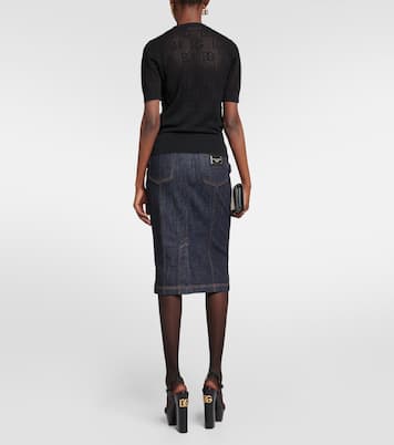 Jersey de jacquard con encaje y logo | Dolce&Gabbana