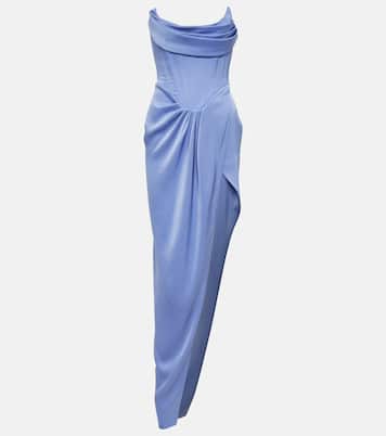 Satin crêpe draped bustier gown | Alex Perry