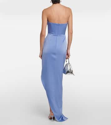 Satin crêpe draped bustier gown | Alex Perry