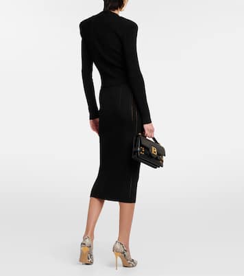 High-Rise-Midirock aus Rippstrick | Balmain