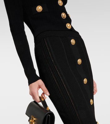 High-Rise-Midirock aus Rippstrick | Balmain