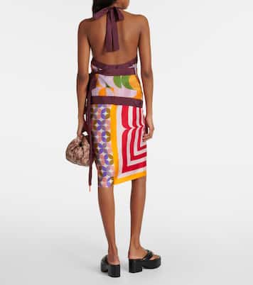 Printed halterneck silk pongee top | Dries Van Noten