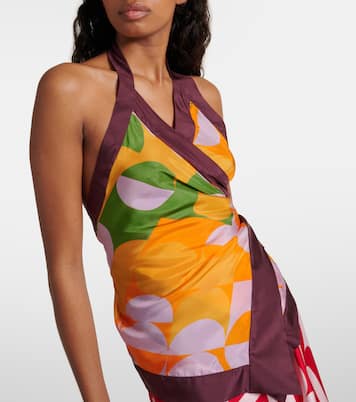 Printed halterneck silk pongee top | Dries Van Noten