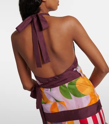 Printed halterneck silk pongee top | Dries Van Noten