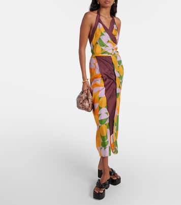 Printed halterneck silk pongee top | Dries Van Noten