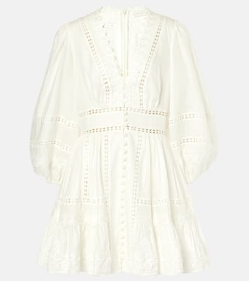 Pop lace-trimmed linen minidress | Zimmermann