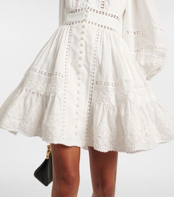 Pop lace-trimmed linen minidress | Zimmermann