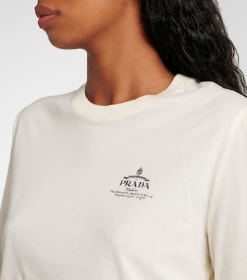 Top in jersey di cotone con logo | Prada