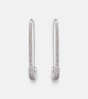 Orecchini Extra Large Safety Pin in oro bianco 18 kt con diamanti | Anita Ko