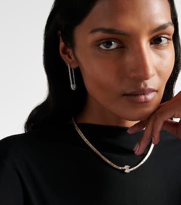 Orecchini Extra Large Safety Pin in oro bianco 18 kt con diamanti | Anita Ko