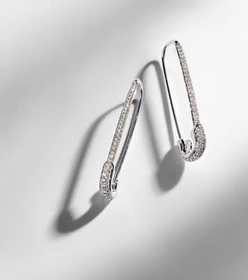 Orecchini Extra Large Safety Pin in oro bianco 18 kt con diamanti | Anita Ko