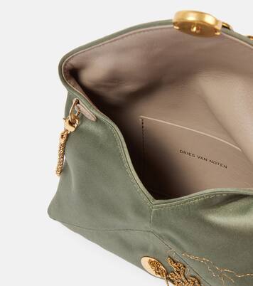 Borsa a spalla in raso con applicazioni | Dries Van Noten