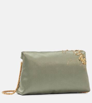 Borsa a spalla in raso con applicazioni | Dries Van Noten