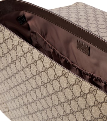 GG Large leather-trimmed baby changing bag | Gucci Kids