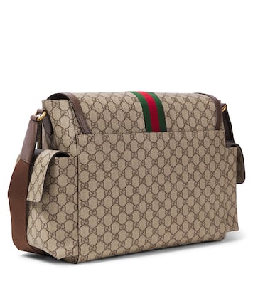 GG Large leather-trimmed baby changing bag | Gucci Kids