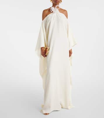 One-Shoulder-Robe mit Federn | Taller Marmo